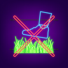 Do on green background. Red sign forbidden. neon icon