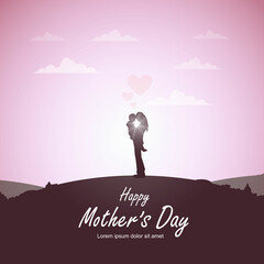 simple happy mother's day design on pink background