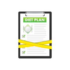 Diet plan on white background. Health lifestyle, fitness. Top view