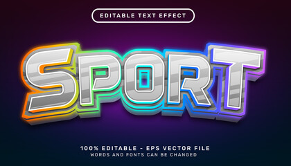 sport 3d text effect with light effect