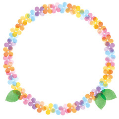 カラフルなお花の丸フレーム