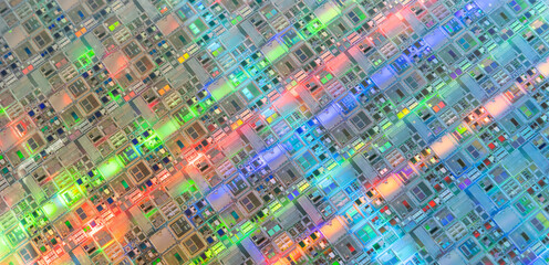 colorful Semiconductor wafer disk made of silicon - obrazy, fototapety, plakaty