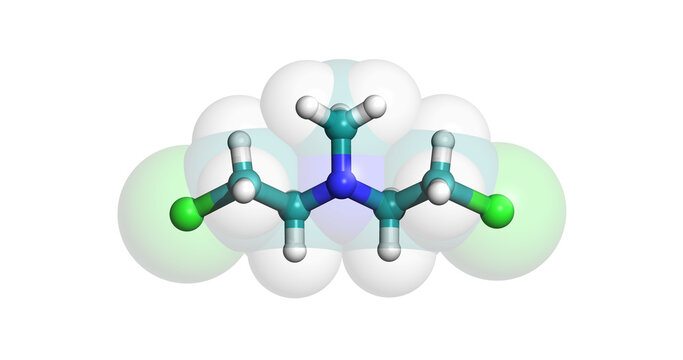 Mechlorethamine, anticancer drug, 3D molecule