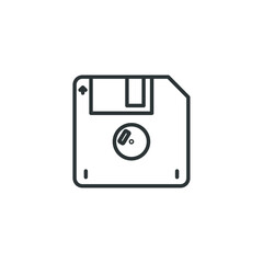 Vector sign of the Floppy disk symbol is isolated on a white background. Floppy disk icon color editable.