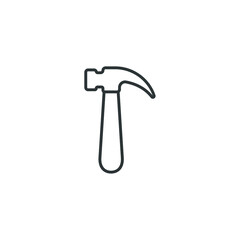 Vector sign of the hammer symbol is isolated on a white background. hammer icon color editable.