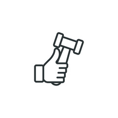 Vector sign of the hammer symbol is isolated on a white background. hammer icon color editable.