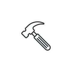 Vector sign of the hammer symbol is isolated on a white background. hammer icon color editable.