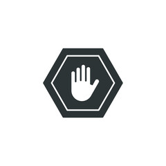 Vector sign of the Hand blocking symbol is isolated on a white background. Hand blocking icon color editable.