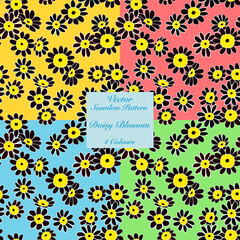 Vector seamless pattern of daisy spring flower blossom illustration 