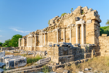 Awesome view of the Nymphaeum in Side, Turkey
