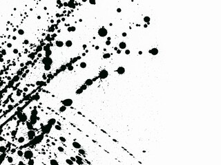 Black watercolor splash isolated on white background, and copy space. Abstract black watercolor  background. 