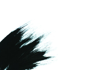 Black watercolor splash isolated on white background, and copy space. Abstract black watercolor  background. 