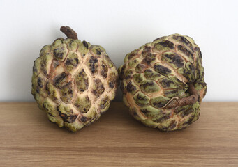 Ripe noina fruit or Custard apple also known as sugar apple on a table
