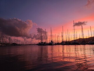 sunset in the harbor