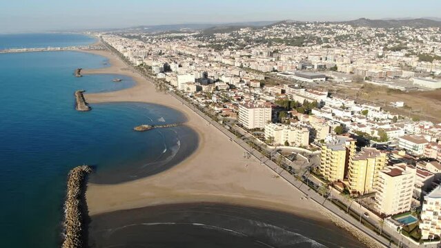  Aerial photo of Mediterranean seashore and pocket beaches in Cunit, province of Tarragona, Spain.