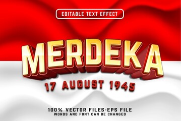 merdeka 3d text effect premium vectors