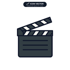 clapperboard icon symbol template for graphic and web design collection logo vector illustration