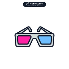 3d glasses icon symbol template for graphic and web design collection logo vector illustration