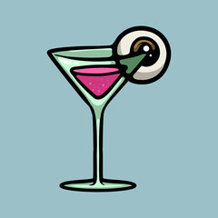 Eye cocktail cartoon vector illustration