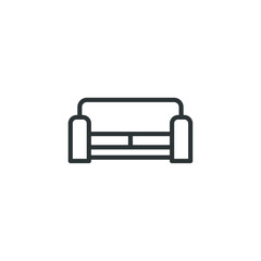 Vector sign of the sofa furniture symbol is isolated on a white background. sofa furniture icon color editable.