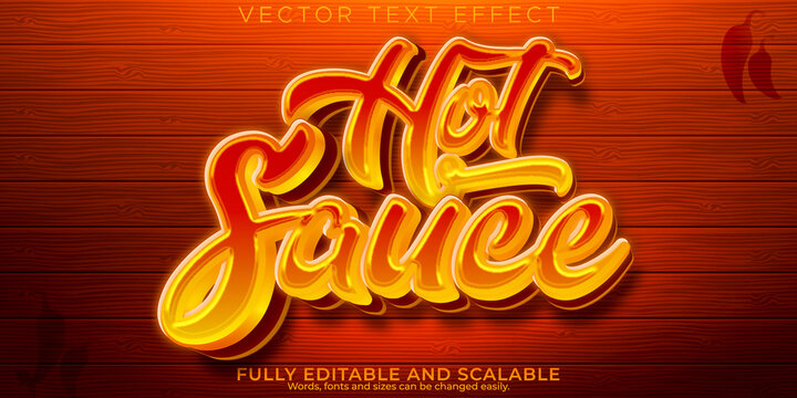 Hot Sauce Pepper Text Effect, Editable Mexican Food Fire Text Style