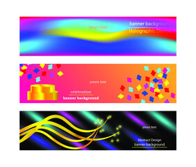 There are 3 types of banner designs. 3 vector banners.