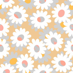 Abstract pastel colors floral seamless background in retro style