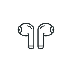 Vector sign of the wireless earphone symbol is isolated on a white background. wireless earphone icon color editable.