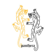 vector illustration of two black panthers