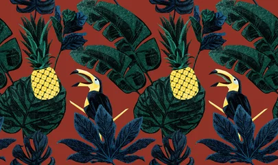 Canvas schilderij Jungle 南国植物トロピカル連続背景パターン  © Ko hamari