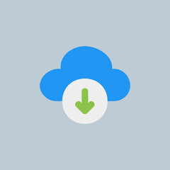 Cloud download icon in flat style about essentials, use for website mobile app presentation