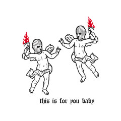 vector illustration of two little children