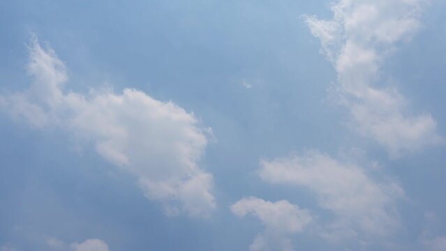 Timelapse of beautiful blue sky and white cloud with 4k resolution. The environment in the natural world.