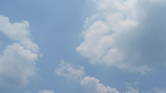 Timelapse of beautiful blue sky and white cloud with 4k resolution. The environment in the natural world.