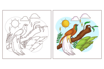 Hand drawn cute bird for coloring page (7)