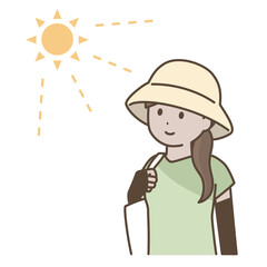 日焼け対策をする女性のイラスト