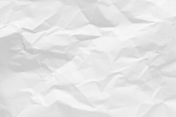 White crumpled paper texture background, clean white wrinkled paper, top view.