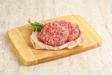Raw beef burger cutlet for grill