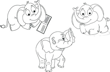 Drawing cartoon cute elephant illustration vector