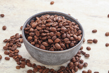 Roasted coffee bean in the bowl
