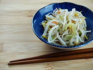 아시아 음식 숙주나물 채소볶음