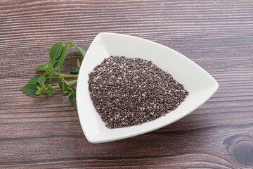 Dietary chia seeds in the bowl