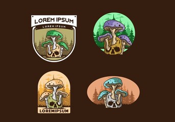 Mushroom growing on human skull illustration