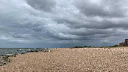 grey overcast sky over the sea