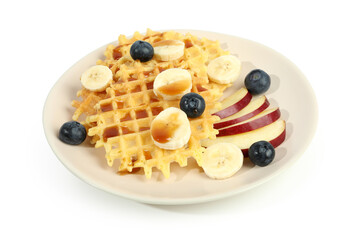 Concept of tasty food with wafers, isolated on white background