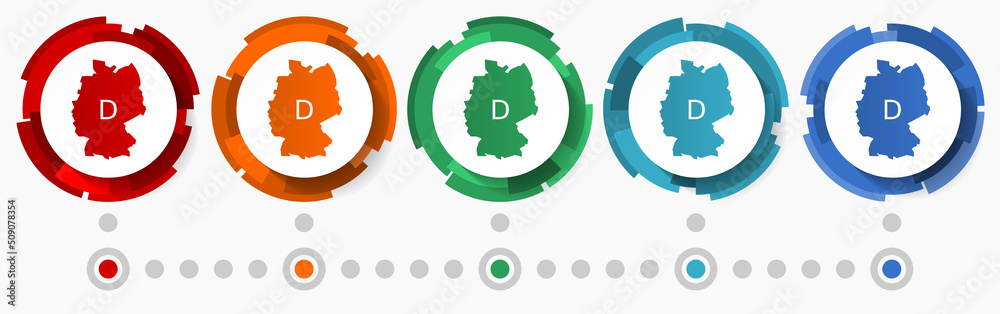 Poster Map of Germany concept vector icon set, flat design pointers, infographic template