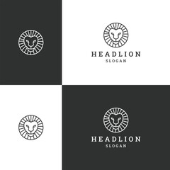 Head lion logo icon flat design template 