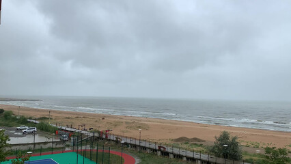 grey overcast sky over the sea