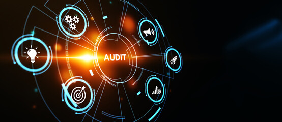 Fototapeta premium Business, Technology, Internet and network concept. Audit business and finance concept. 3d illustration