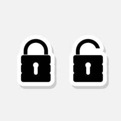 Pad Lock, locked and Unlock sticker icon sign for mobile concept and web design
